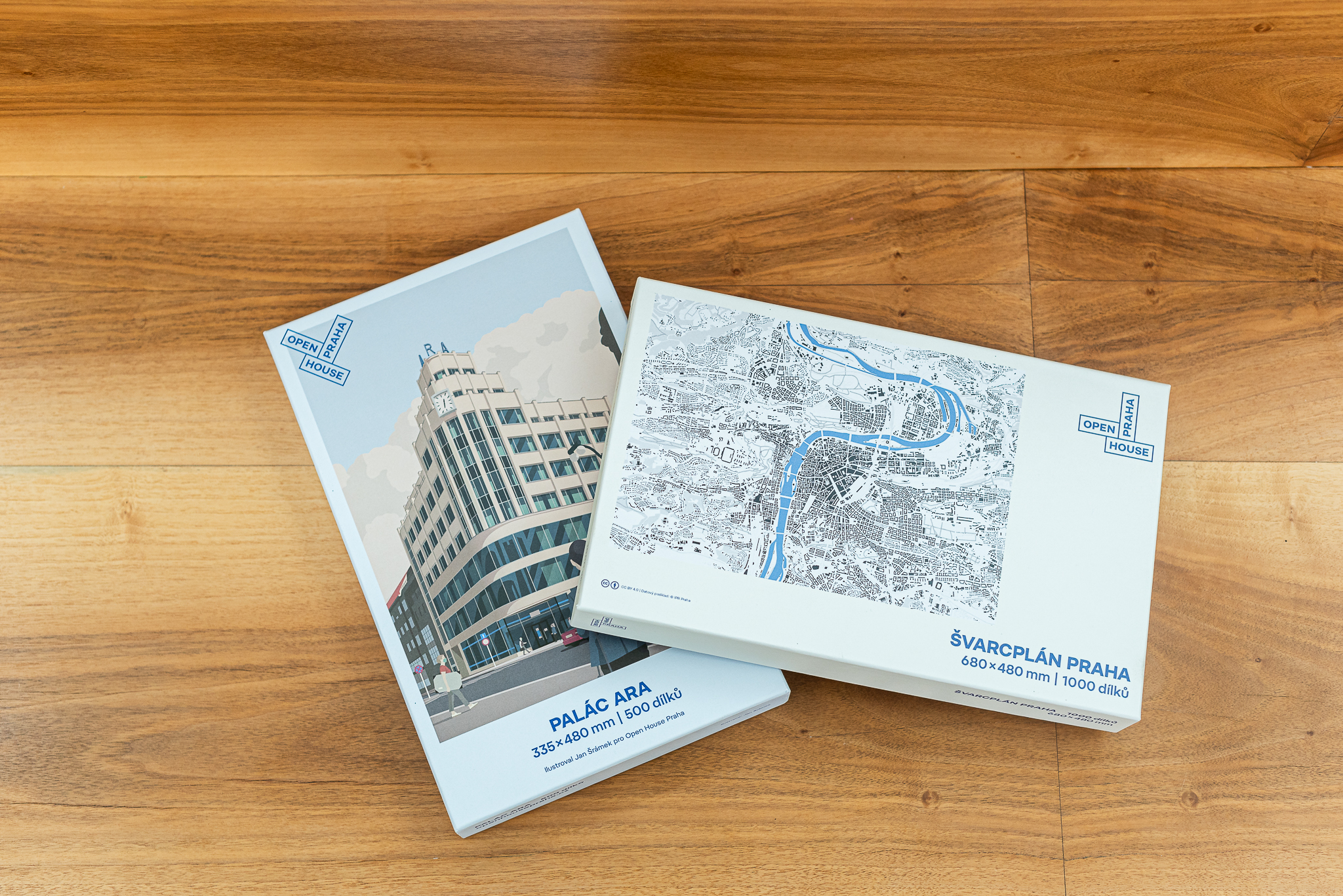 architektonické puzzle – dvě krabice palác ara, švarcplán